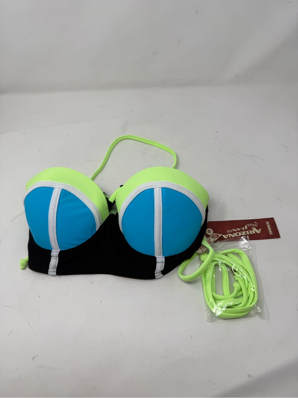 New ARIZONA JEANS Women’s Blue Green Black Pieced Push-Up Bikini Top Size Small